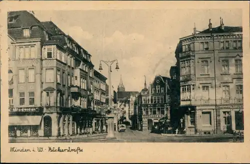Ansichtskarte Minden Bäckerstraße 1950