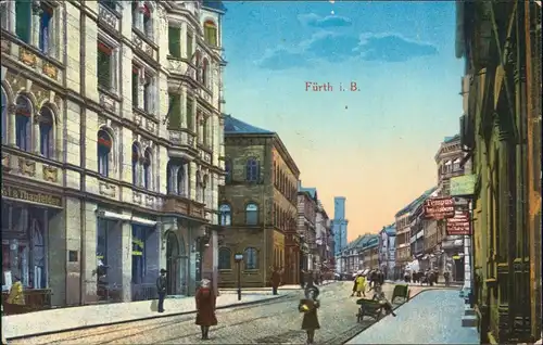 Ansichtskarte Fürth Straßenpartie - Geschäfte 1916