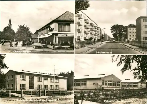 Ansichtskarte Löcknitz Schulzenstraße, Schule, Chauseeestraße 1970