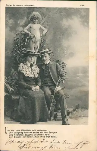 Liebe Liebespaare - Love In Amor's Liebeshain Engel Mann Frau 1904