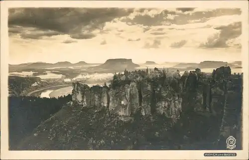 Ansichtskarte Rathen Mönch und Bastei 1932 Walter Hahn:38