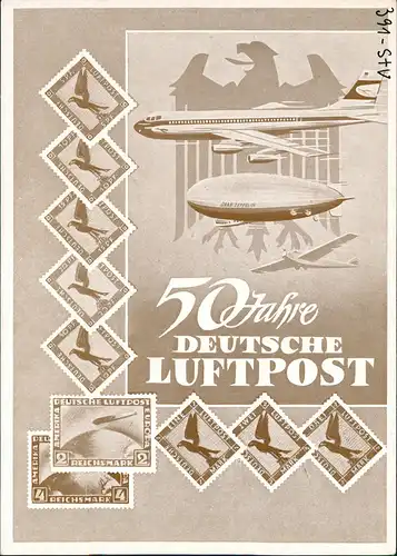 Ansichtskarte  50 Jahre Deutsche Luftpost - Zeppelin Briefmarken 1963