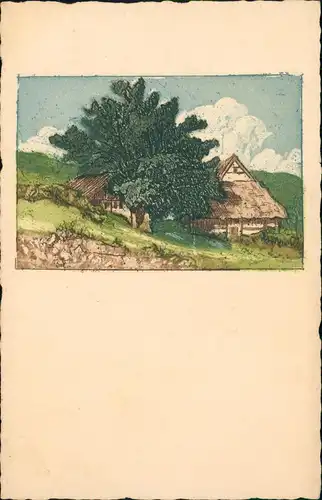 Ansichtskarte  Dorfpartie Künstlerkarte 1919