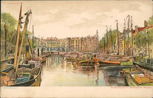 Postkaart Rotterdam Rotterdam Nieuwehaven - Hafen Künstlerkarte 1922