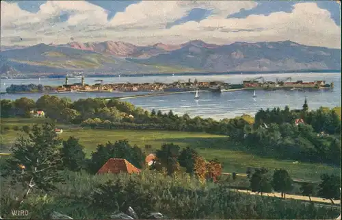 Ansichtskarte Lindau (Bodensee) Stadtpanorama - Künstlerkarte 1918