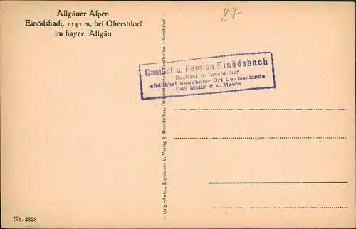 Ansichtskarte Einödsbach-Oberstdorf (Allgäu) Stadtpartie 1928