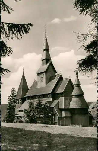 Ansichtskarte Hahnenklee-Goslar Gustav-Adolf-Stabkirche 1962