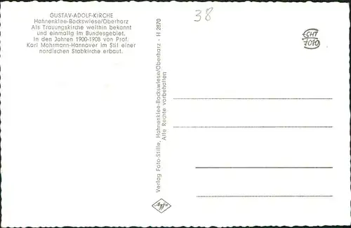 Ansichtskarte Hahnenklee-Goslar Gustav-Adolf-Stabkirche 1962