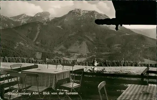 Ansichtskarte Elbach-Fischbachau Schwarzenberg Alm Blick von der Terrasse 1963