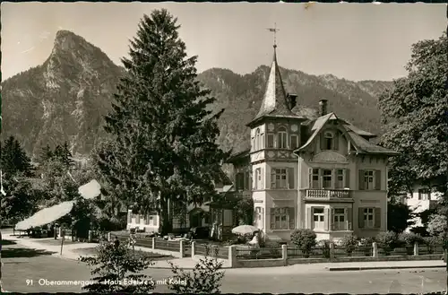 Ansichtskarte Oberammergau Haus Edelweiß mit Kotel 1966