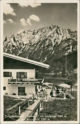 Ansichtskarte Mittenwald Café-Restaurant, Seeheim am Lautersee 1060 m 1937