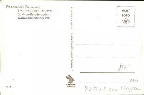 Ansichtskarte Berchtesgaden Fremdenheim Zierenberg - Schönau 1954