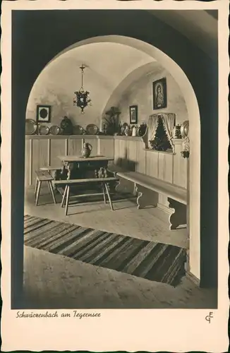Ansichtskarte Gmund am Tegernsee Schwärzenbach - Gaststätte, Gaststube 1934