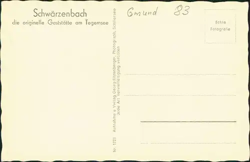 Ansichtskarte Gmund am Tegernsee Schwärzenbach - Gaststätte, Gaststube 1934
