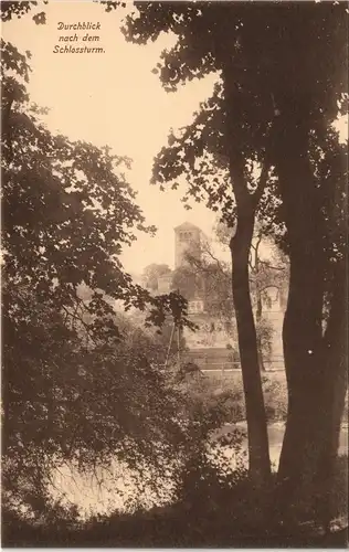 Ansichtskarte Waldenburg (Sachsen) Durchblick nach dem alten Schloßturm 1913