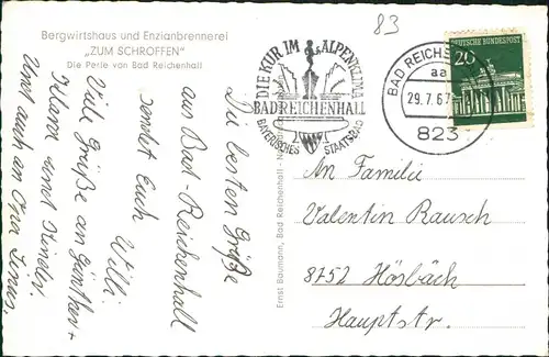 Bad Reichenhall Bergwirtshaus und Enzianbrennerei "Zum Schroffen" 1967