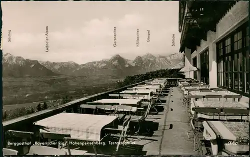 Hohenpeißenberg Berggasthof Bayerischer Rigi. Terrassenblick 1960