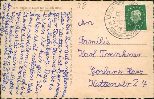 Ansichtskarte Hohegeiß-Braunlage Heimathütte 1960