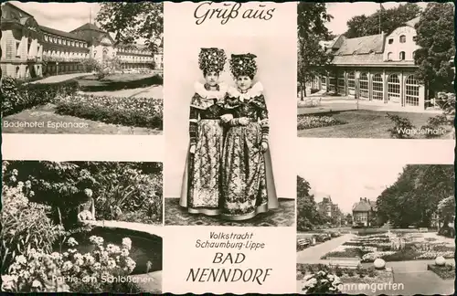 Bad Nenndorf Badehotel Esplanade Partie am Schlößchen Volkstracht 1968