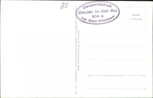 Ansichtskarte Bad Wiessee Bauer in der Au. Inneres der Gaststube 1958