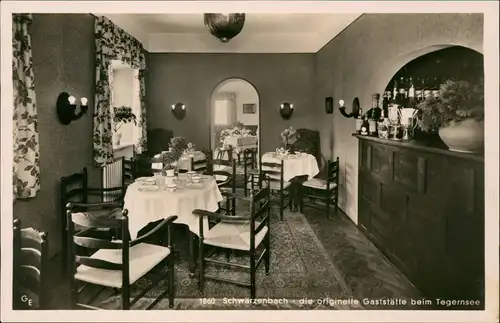 Ansichtskarte Gmund am Tegernsee Schwärzenbach Gaststätte - Innen 1956
