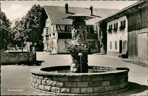 Ansichtskarte Schwangau Straßenpartie am Brunnen 1962