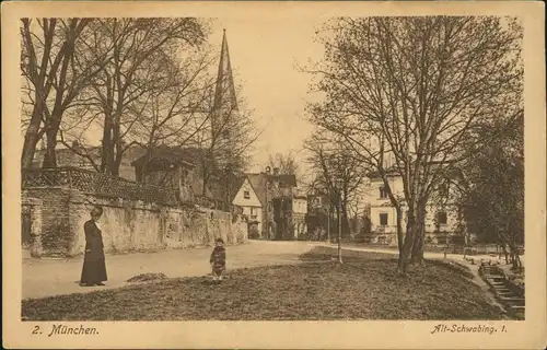 Ansichtskarte Schwabing-München Stadtpartie 1918