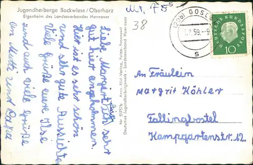 Hahnenklee-Bockswiese-Goslar Jugendherberge Bockwiese Oberharz 1959