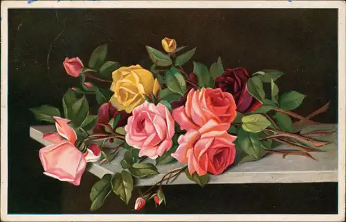 Ansichtskarte  Blumen Rosen Künstlerkarte 1937
