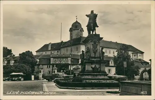 Postcard Bad Podiebrad Poděbrady Marktplatz, Brunnen - LKW 1934