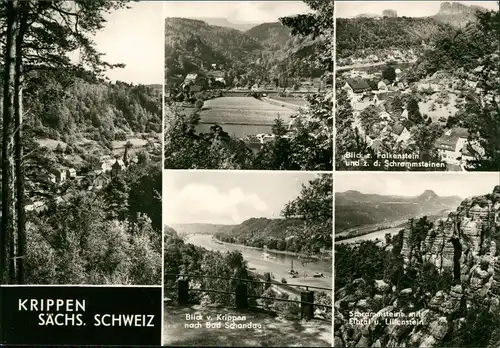 Ansichtskarte Krippen-Bad Schandau Stadtteilansichten DDR Mehrbildkarte 1973