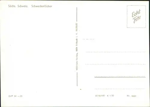 Ansichtskarte Rathen Sächs. Schweiz Schwedenlöcher DDR AK 1973