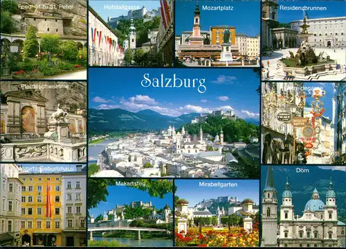 Salzburg Mehrbildkarte Stadtteilansichten The Mozart-City Salzburg 1990