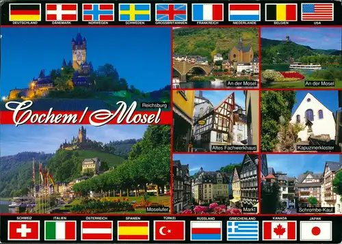 Cochem Kochem Mehrbildkarte mit Stadtteilansichten 1988  Automaten-Briefmarke