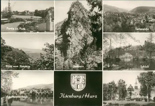 Ilsenburg (Harz) Park, Ilsestein Schloss, Forellenteich, Goetheschule 1977