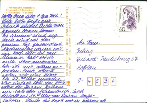Ansichtskarte Schnett Rennsteig, Heubach, Fehrenbach, Masserberg, Schnett 1988