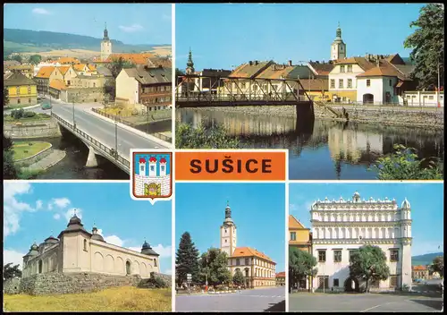 Postcard Susice SUŠICE okres Klatovy, Ortsansichten Mehrbildkarte 1990