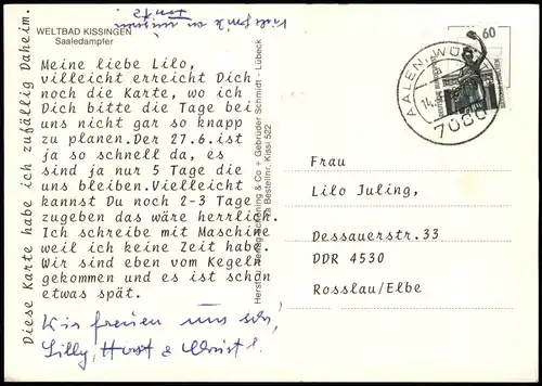 Ansichtskarte Bad Kissingen Saaledampfer 1988