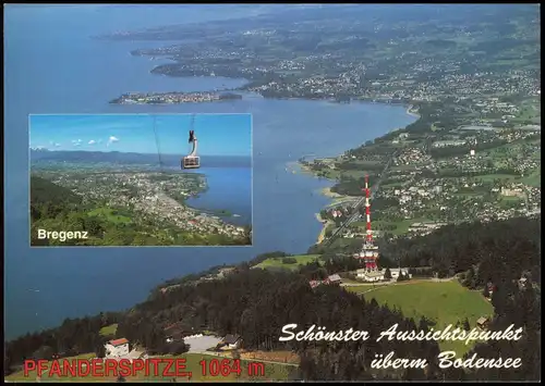 Ansichtskarte Bregenz PFÄNDERSPITZE, PFÄNDERGIPFEL, Pfänderbahn 1990