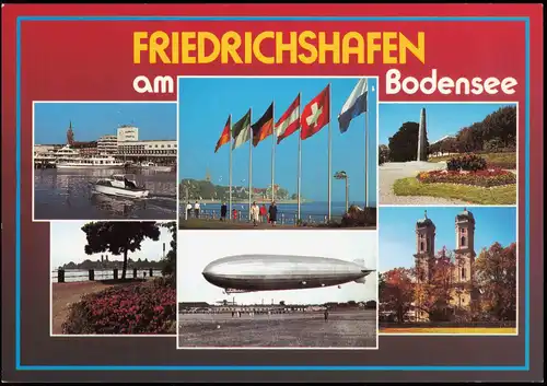 Friedrichshafen Mehrbildkarte Ort am Bodensee, Zeppelinstadt 1990
