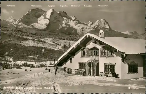 Ansichtskarte Grainau Tonihof gegen Zugspitzgruppe (2964 m) 1962
