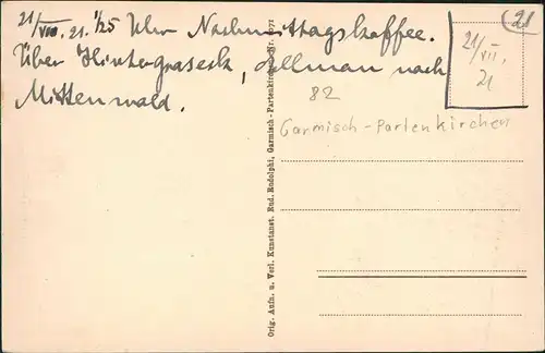 Ansichtskarte Partenkirchen-Garmisch-Partenkirchen Forsthaus Graseck 1925