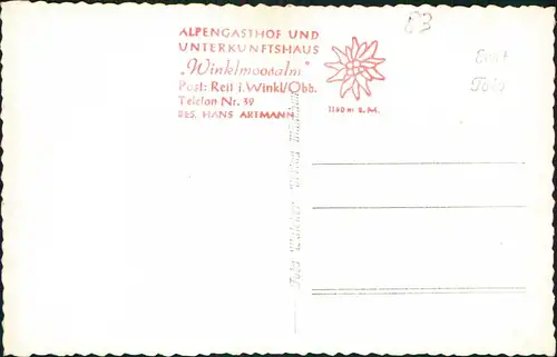 Ansichtskarte Winklmoos-Alm-Reit im Winkl Alpengasthof 1963