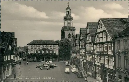 Ansichtskarte Rinteln Marktplatz, Autos 1962