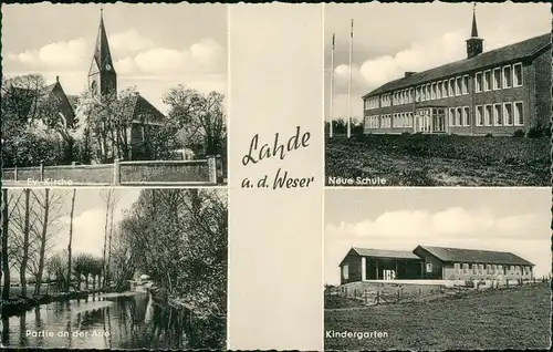 Lahde-Petershagen Neue Schule Kindergarten Partie an der Aue 1957