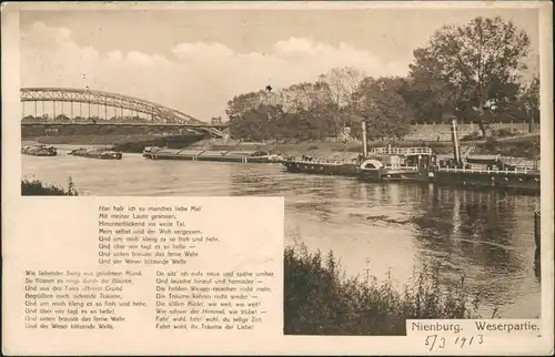 Ansichtskarte Nienburg/Weser Dämpfer 1913