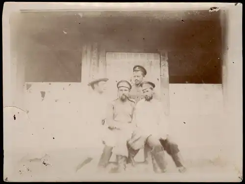 .Russland Rußland Россия Soldaten vor Blockhütte 1908 Privatfoto Foto