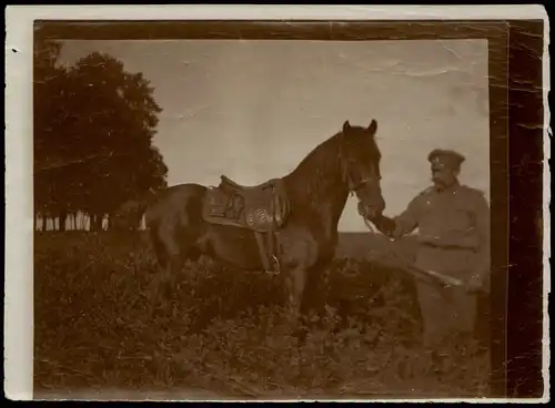 .Russland Rußland Россия russicher Soldat mit Pferd 1906 Privatfoto Foto