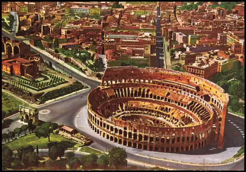 Cartoline Rom Roma Le Colysée The Colosseum, Luftaufnahme 1960