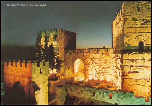 Jerusalem Jeruschalajim (רושלים) Citadel by night Zitadelle bei Nacht 1970